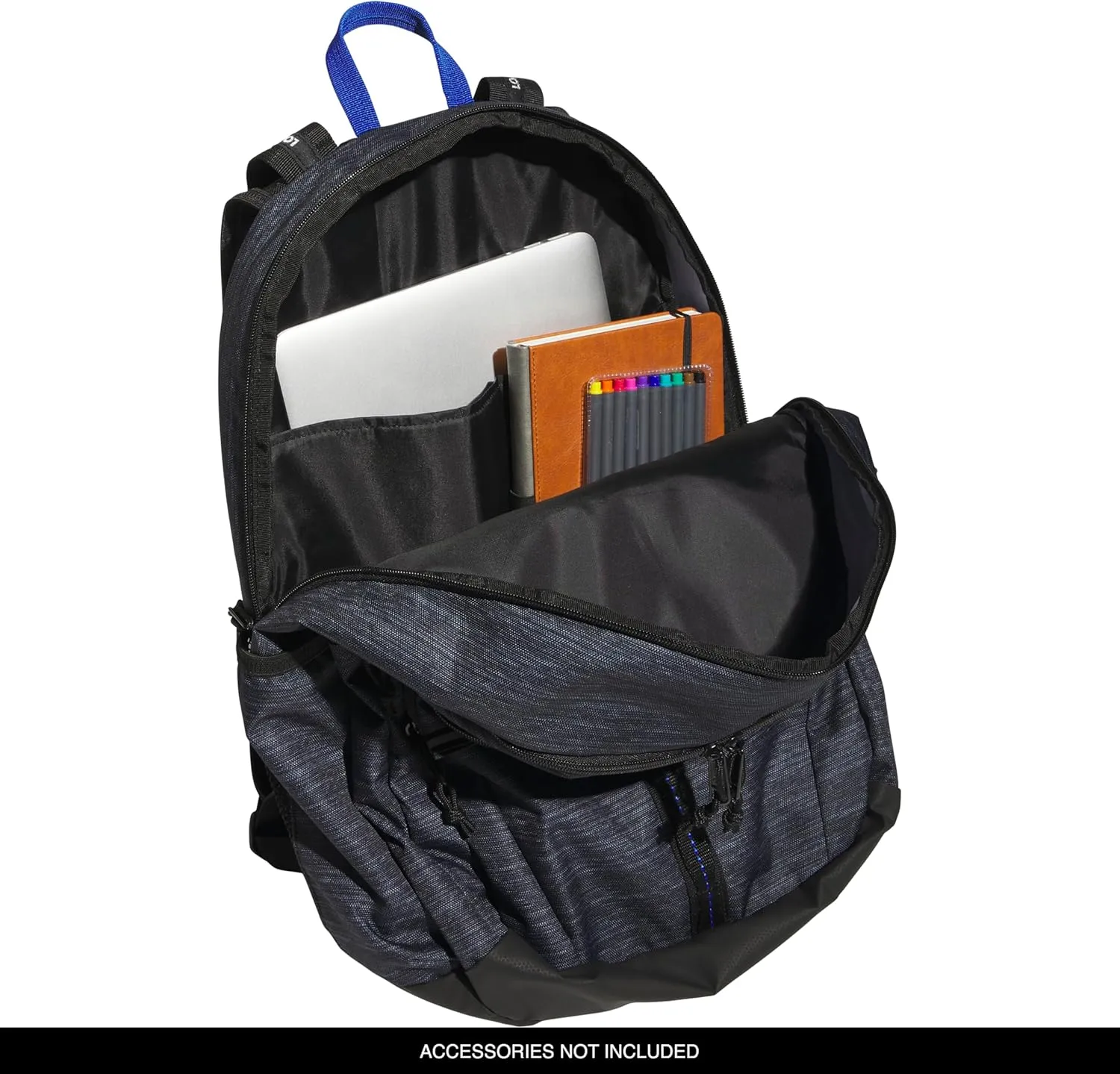 adidas Prime Work, Bag, Travel Backpack for Women and Men with Padded Compartment for Laptop, Two Tone Black/Team Royal Blue/2, One Size