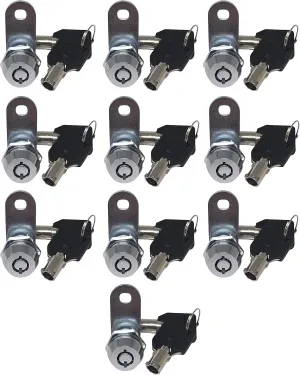 Admiral Locks 5/8” 180 Degree Tubular Cam Lock, Keyed Alike Removable Key RV Compartment Storage Lock Cabinet Locks (5/8 Inch 180°, Chrome Pack of. 10)