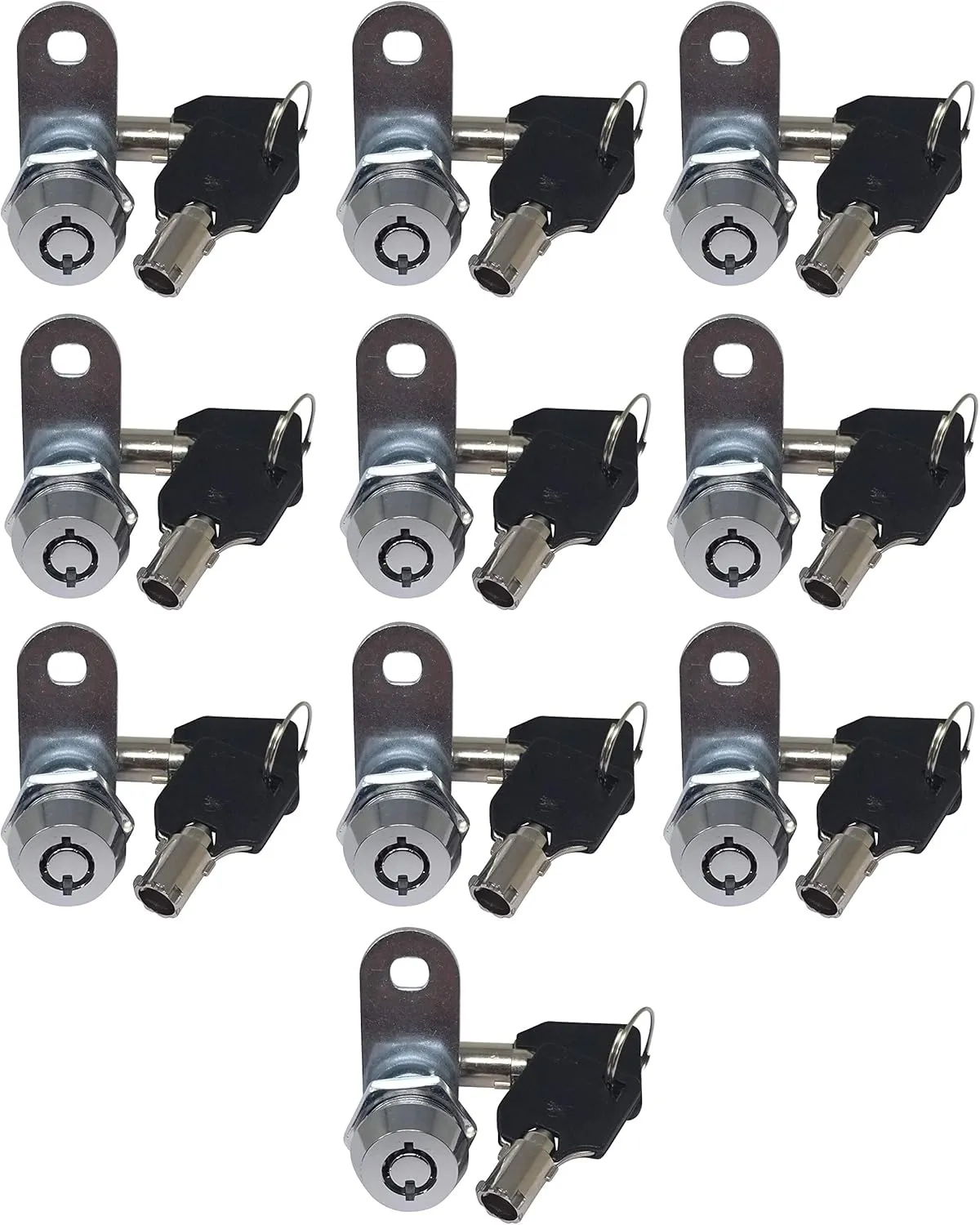 Admiral Locks 5/8” 180 Degree Tubular Cam Lock, Keyed Alike Removable Key RV Compartment Storage Lock Cabinet Locks (5/8 Inch 180°, Chrome Pack of. 10)