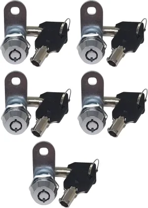 Admiral Locks 5/8” 180 Degree Tubular Cam Lock, Keyed Alike Removable Key RV Compartment Storage Lock Cabinet Locks (5/8 Inch 180°, Chrome Pack of 5)