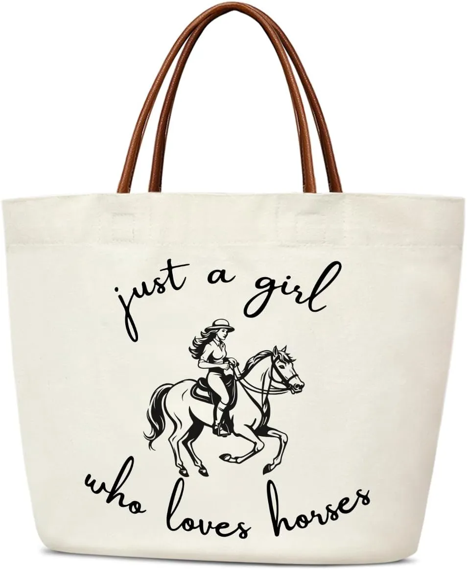 Aesthetic Canvas Tote Bag for Women Reusable Grocery Shopping Bag With Handles Funny Tote Bag -Just A Girl Who Loves