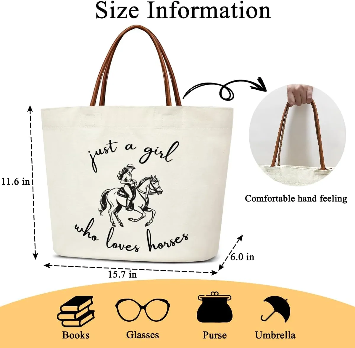 Aesthetic Canvas Tote Bag for Women Reusable Grocery Shopping Bag With Handles Funny Tote Bag -Just A Girl Who Loves