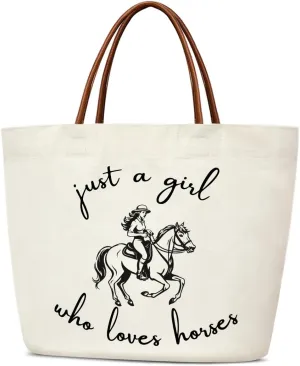 Aesthetic Canvas Tote Bag for Women Reusable Grocery Shopping Bag With Handles Funny Tote Bag -Just A Girl Who Loves
