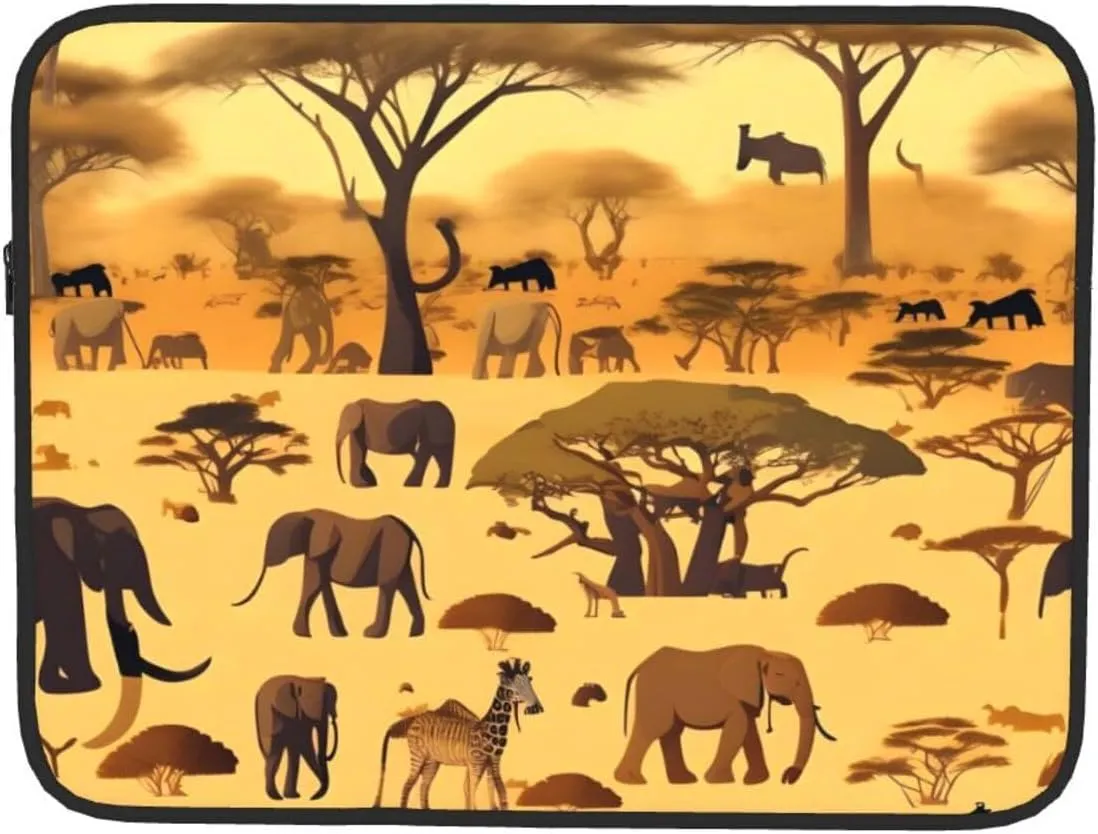 African Grassland Animals Prints Shockproof Portable Laptop Sleeve Bag 17 inch for Men and Women Business Travel, Office Daily Use
