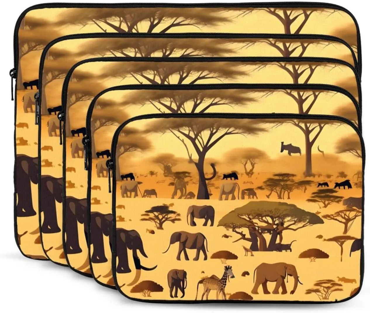 African Grassland Animals Prints Shockproof Portable Laptop Sleeve Bag 17 inch for Men and Women Business Travel, Office Daily Use