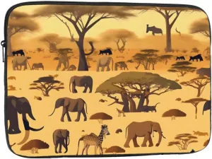 African Grassland Animals Prints Shockproof Portable Laptop Sleeve Bag 17 inch for Men and Women Business Travel, Office Daily Use