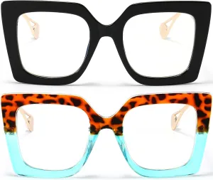 AIEYEZO Oversized Blue Light Glasses for Women, Anti Fatigue Prevent Headache Computer Eyeglasses