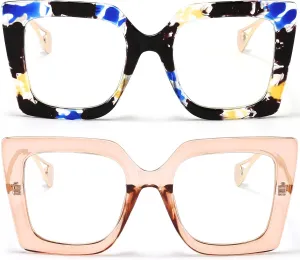 AIEYEZO Oversized Blue Light Glasses for Women, Anti Fatigue Prevent Headache Computer Eyeglasses