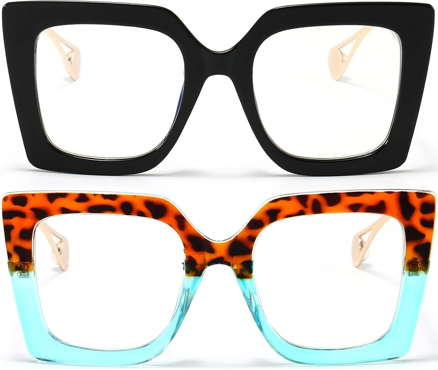AIEYEZO Oversized Blue Light Glasses for Women, Anti Fatigue Prevent Headache Computer Eyeglasses