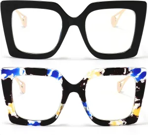 AIEYEZO Oversized Blue Light Glasses for Women, Anti Fatigue Prevent Headache Computer Eyeglasses