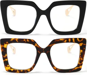 AIEYEZO Oversized Blue Light Glasses for Women, Anti Fatigue Prevent Headache Computer Eyeglasses