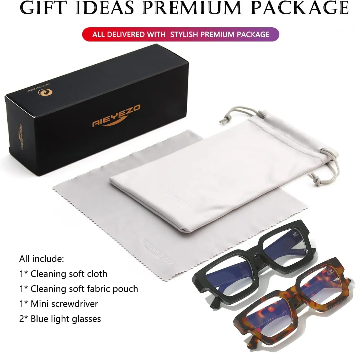 AIEYEZO Square Thick Frame Glasses for Women Men Fashion Blue Light Glasses Trendy Chic Computer Eyeglasses
