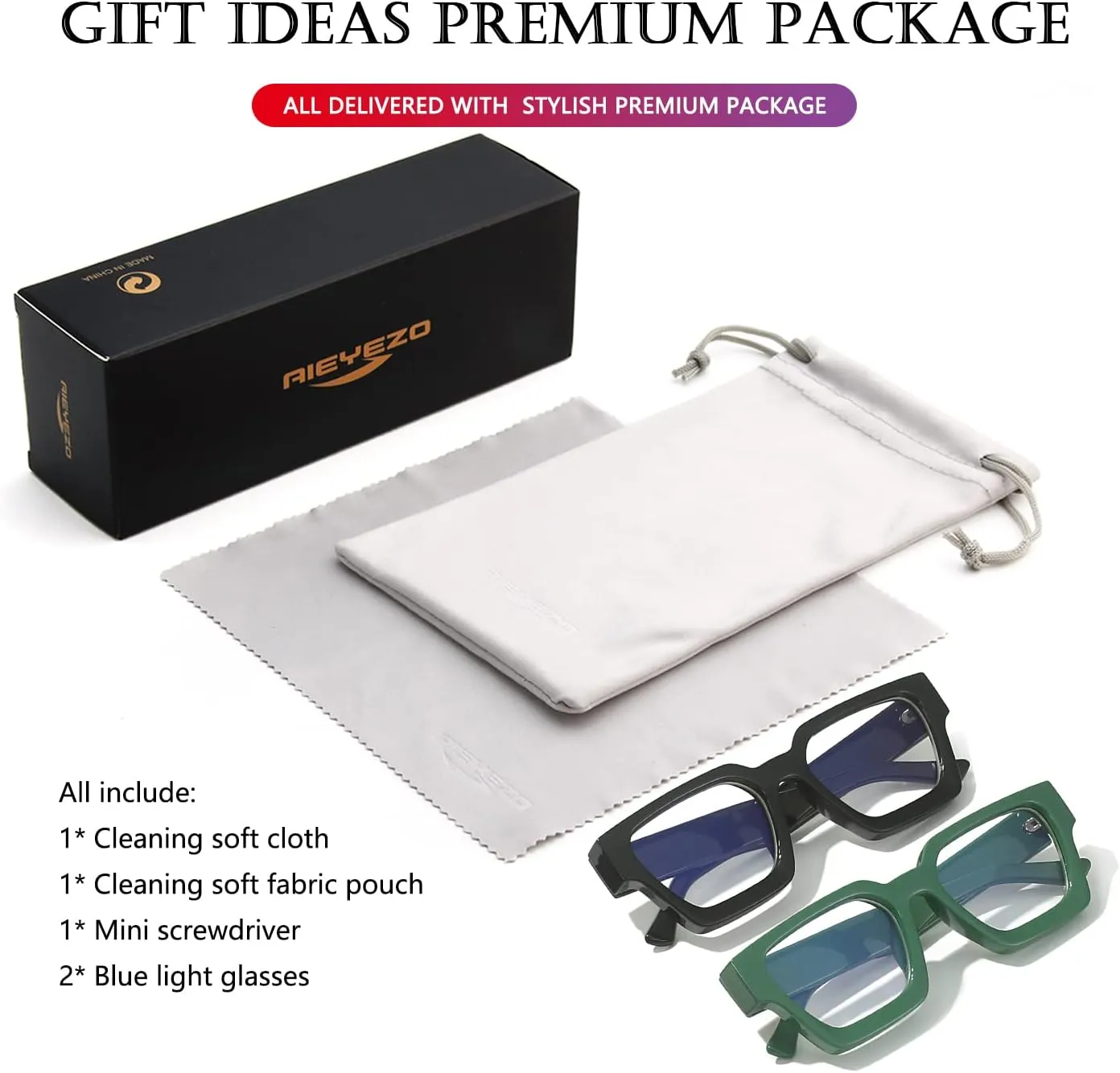 AIEYEZO Square Thick Frame Glasses for Women Men Fashion Blue Light Glasses Trendy Chic Computer Eyeglasses