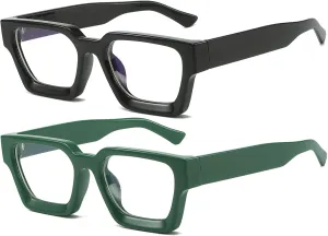 AIEYEZO Square Thick Frame Glasses for Women Men Fashion Blue Light Glasses Trendy Chic Computer Eyeglasses