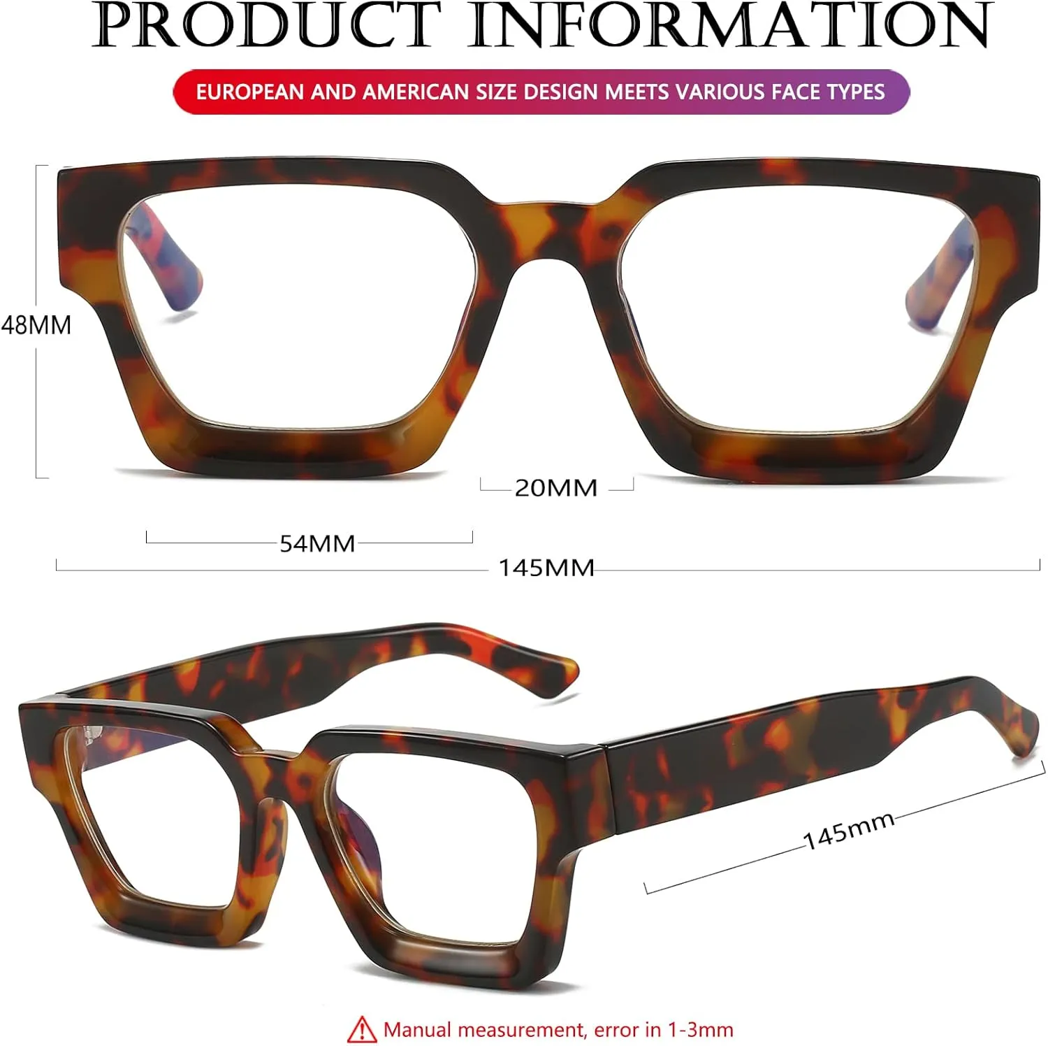 AIEYEZO Square Thick Frame Glasses for Women Men Fashion Blue Light Glasses Trendy Chic Computer Eyeglasses