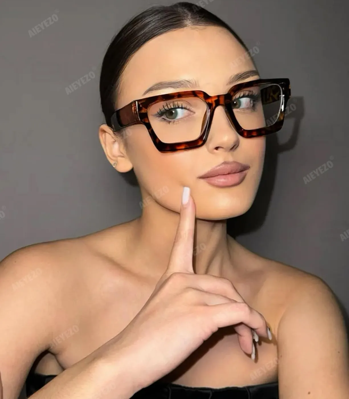 AIEYEZO Square Thick Frame Glasses for Women Men Fashion Blue Light Glasses Trendy Chic Computer Eyeglasses