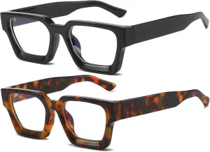 AIEYEZO Square Thick Frame Glasses for Women Men Fashion Blue Light Glasses Trendy Chic Computer Eyeglasses