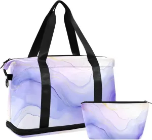 AIXIWAWA Duffel Bag Fluid Marble Print for Travel Gym with Shoes Compartment Large Capacity with Toiletry Bag