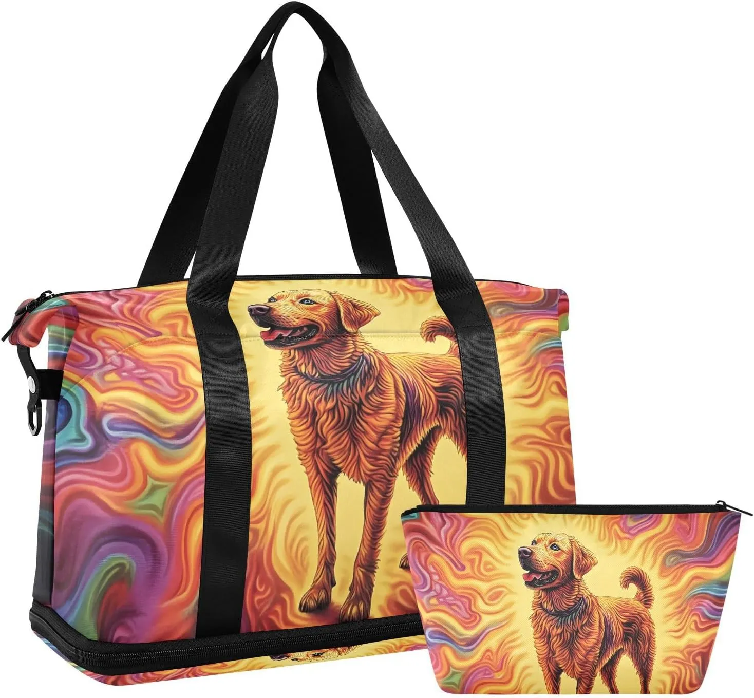 AIXIWAWA Duffel Bag Magical Dog Print with for Travel Gym with Shoes Compartment Large Capacity with Toiletry Bag