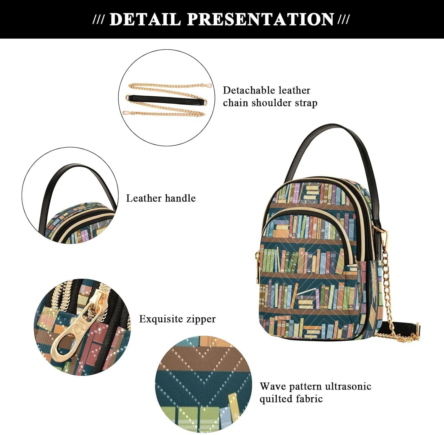 ALAZA Chain Crossbody Bags for Women Quilted Shoulder Crossbody Handbags Travel Cross Body Cell Phone Purses Bags