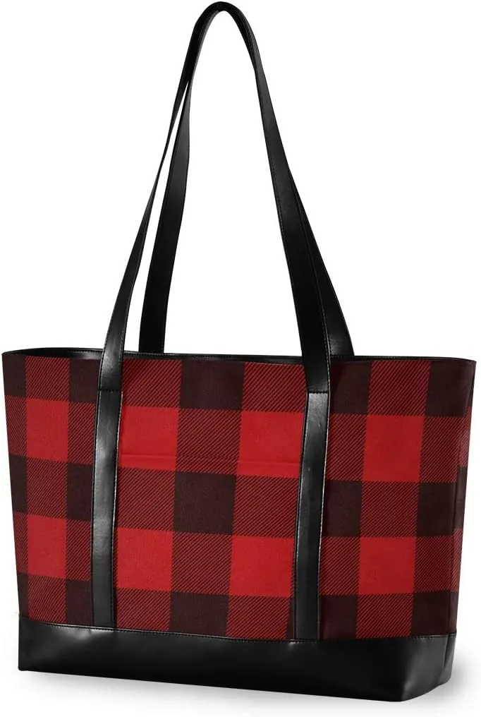 ALAZA Cheetah Leopard Laptop Tote Bag,Fits 15.6 Inch Laptop,Womens Lightweight Canvas Leather Tote Bag Shoulder Bag
