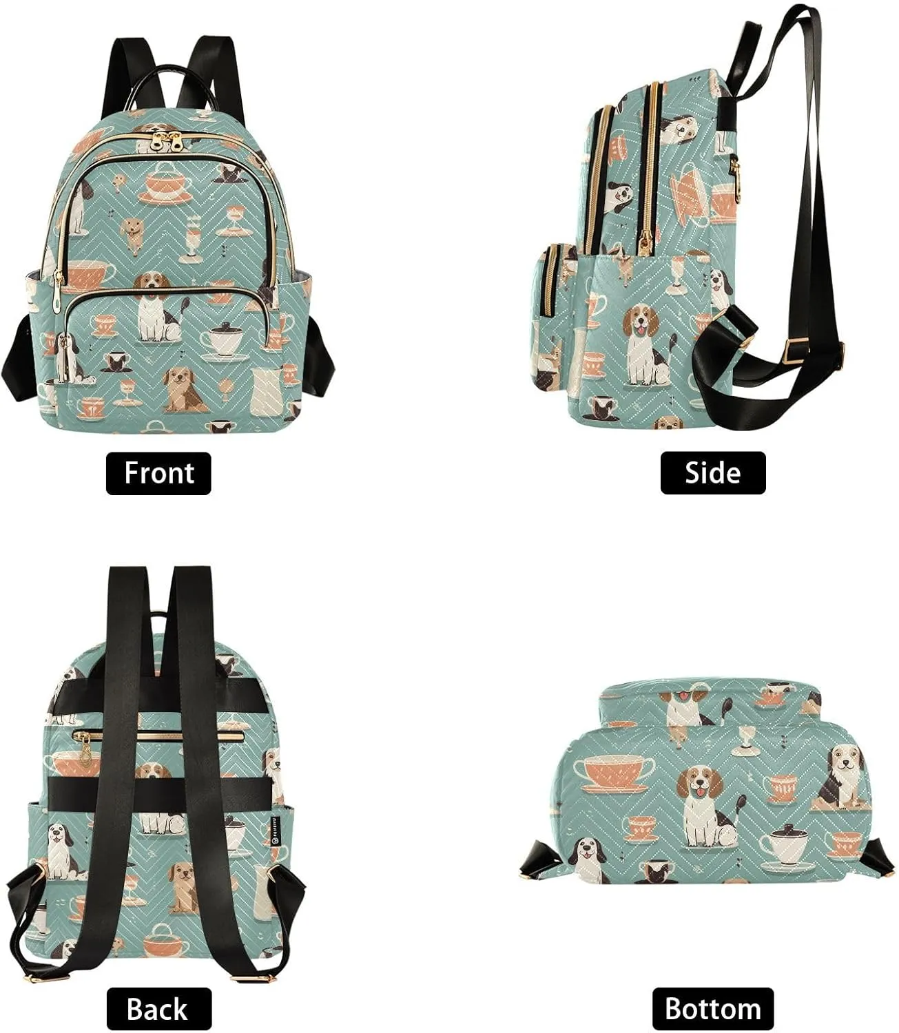 ALAZA Coffee Cups and Dogs Women’s Backpack Purse Causal Daypack Work Travel College Business Trip Bag Shoulder Bag