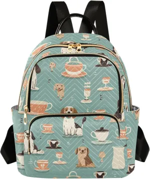 ALAZA Coffee Cups and Dogs Women’s Backpack Purse Causal Daypack Work Travel College Business Trip Bag Shoulder Bag
