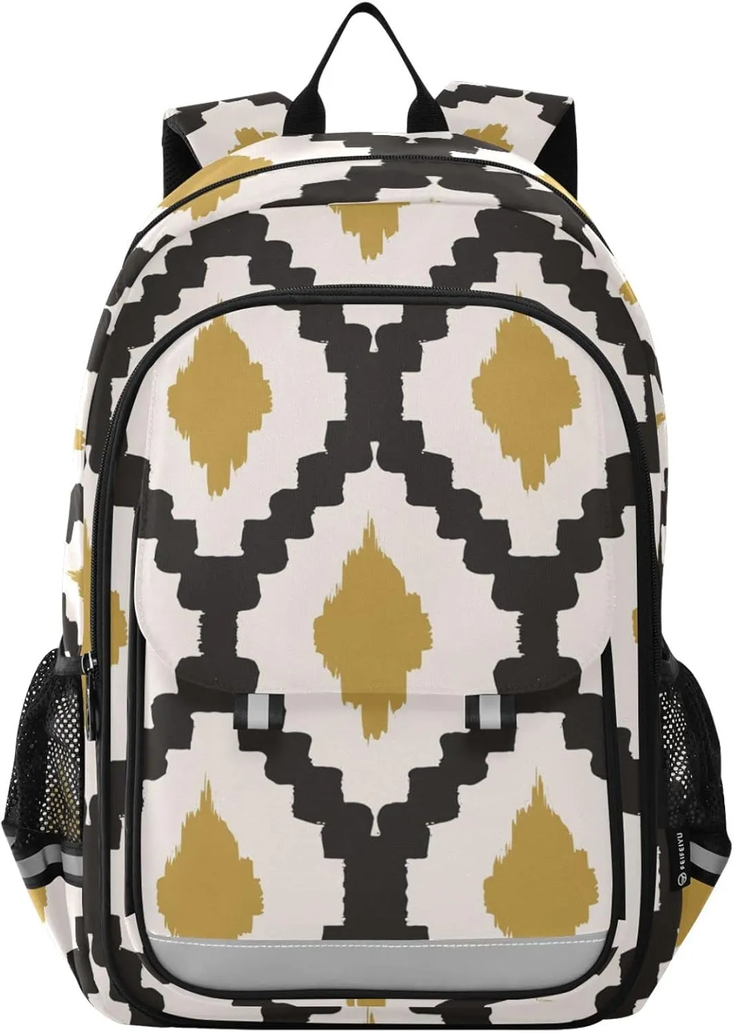 ALAZA Hand Drawn Tribal Black Yellow and Cream Casual Backpack Travel Daypack Bookbag