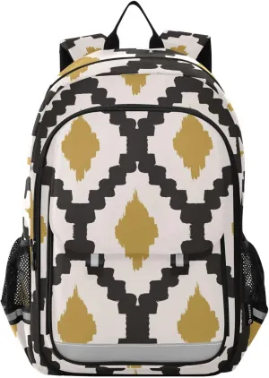 ALAZA Hand Drawn Tribal Black Yellow and Cream Casual Backpack Travel Daypack Bookbag