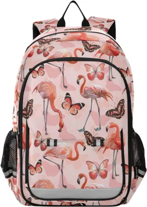 ALAZA Pink Flamingo Butterfly Laptop Backpack Purse for Women Men Travel Bag Casual Daypack with Compartment & Multiple Pockets
