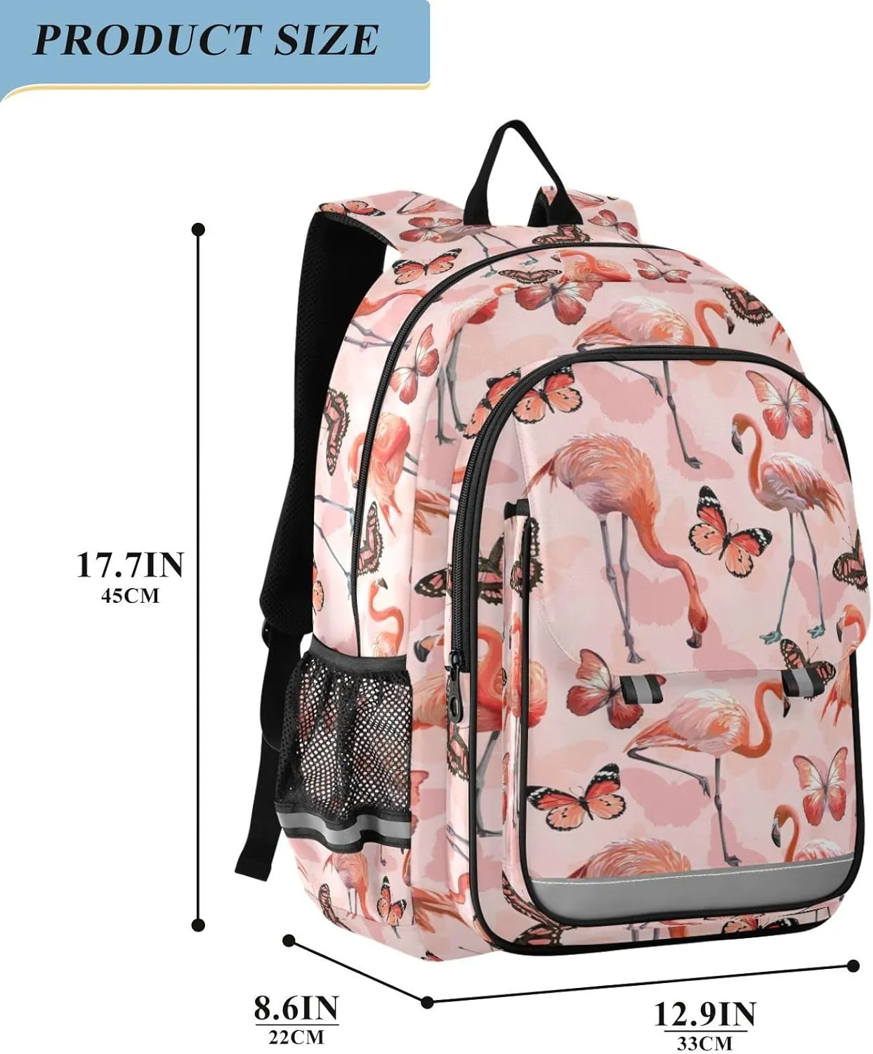 ALAZA Pink Flamingo Butterfly Laptop Backpack Purse for Women Men Travel Bag Casual Daypack with Compartment & Multiple Pockets
