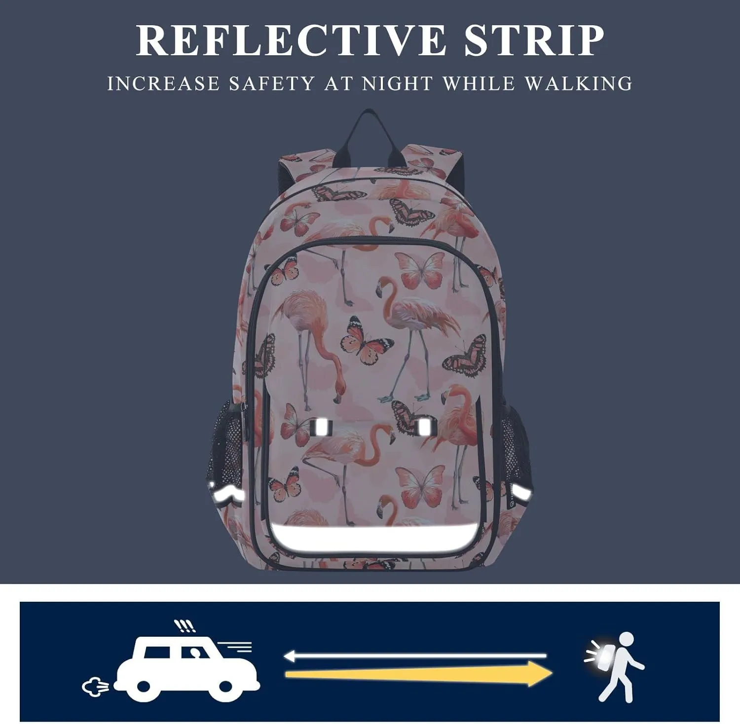 ALAZA Pink Flamingo Butterfly Laptop Backpack Purse for Women Men Travel Bag Casual Daypack with Compartment & Multiple Pockets