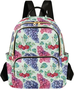 ALAZA Purple Red Grape Cherry Leaves Women’s Backpack Purse Causal Daypack Travel College Business Trip Bag Shoulder Bag