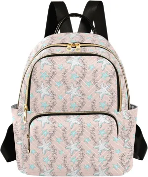 ALAZA Sea Star and Seaweed on Pink Background Women’s Backpack Purse Causal Daypack Travel College Work Bag Shoulder Bag