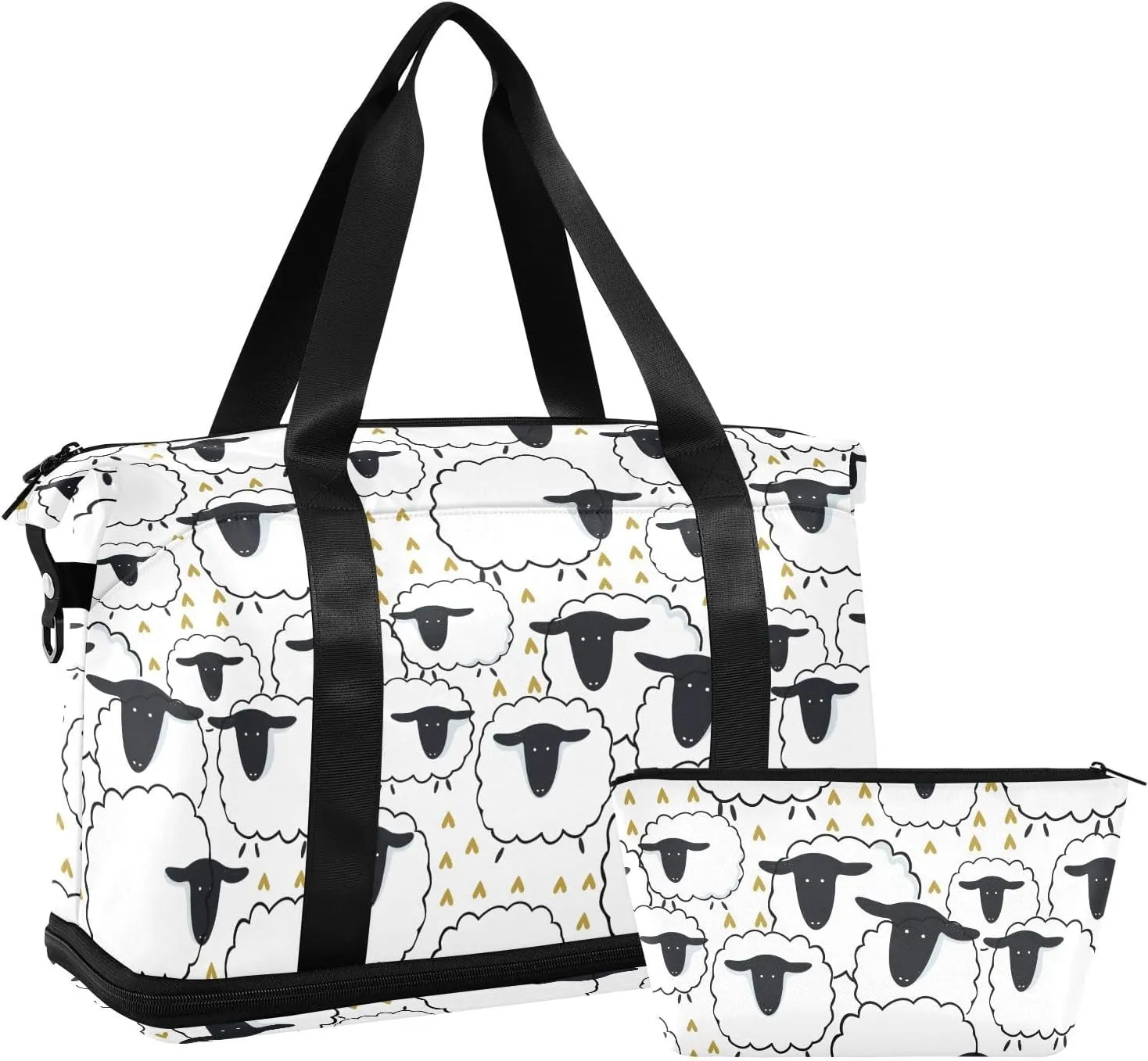 ALAZA Sheep Seamless Pattern Travel Duffel Bag for Women Men Sports Gym Bag with Shoe Compartment Tote Weekender Overnight Bag with Wet Pocket for Travel, Gym,Yoga,Swimming