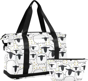ALAZA Sheep Seamless Pattern Travel Duffel Bag for Women Men Sports Gym Bag with Shoe Compartment Tote Weekender Overnight Bag with Wet Pocket for Travel, Gym,Yoga,Swimming