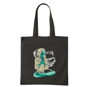 Alien Yoga Pose Gift for Yoga Meditation Lovers for Relaxation and Stress Relief Navy Black Multicolor Canvas Tote Bag
