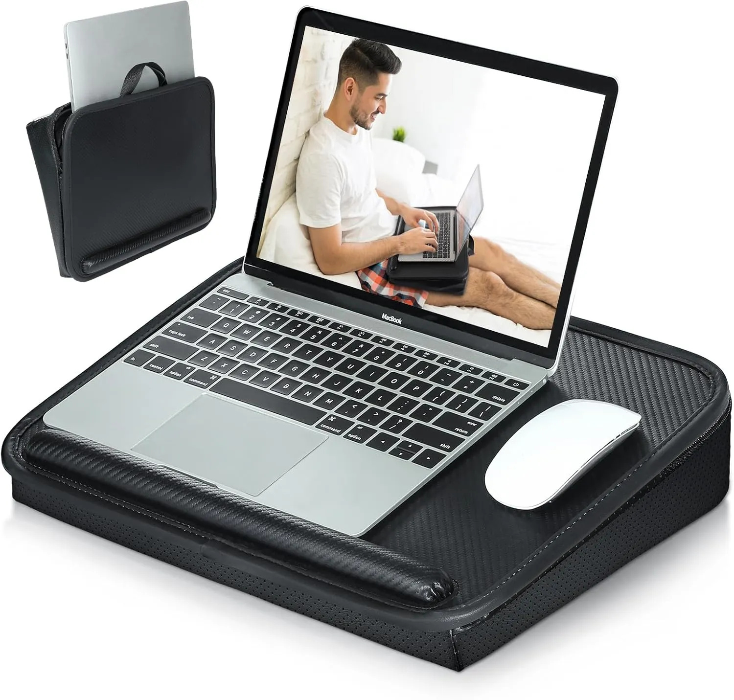 Allinside Comfortable Lap Desk for Laptop & Tablet PC, Portable Laptop Desk Stand & Storage Bag, Fits up to 15.6 in, Black
