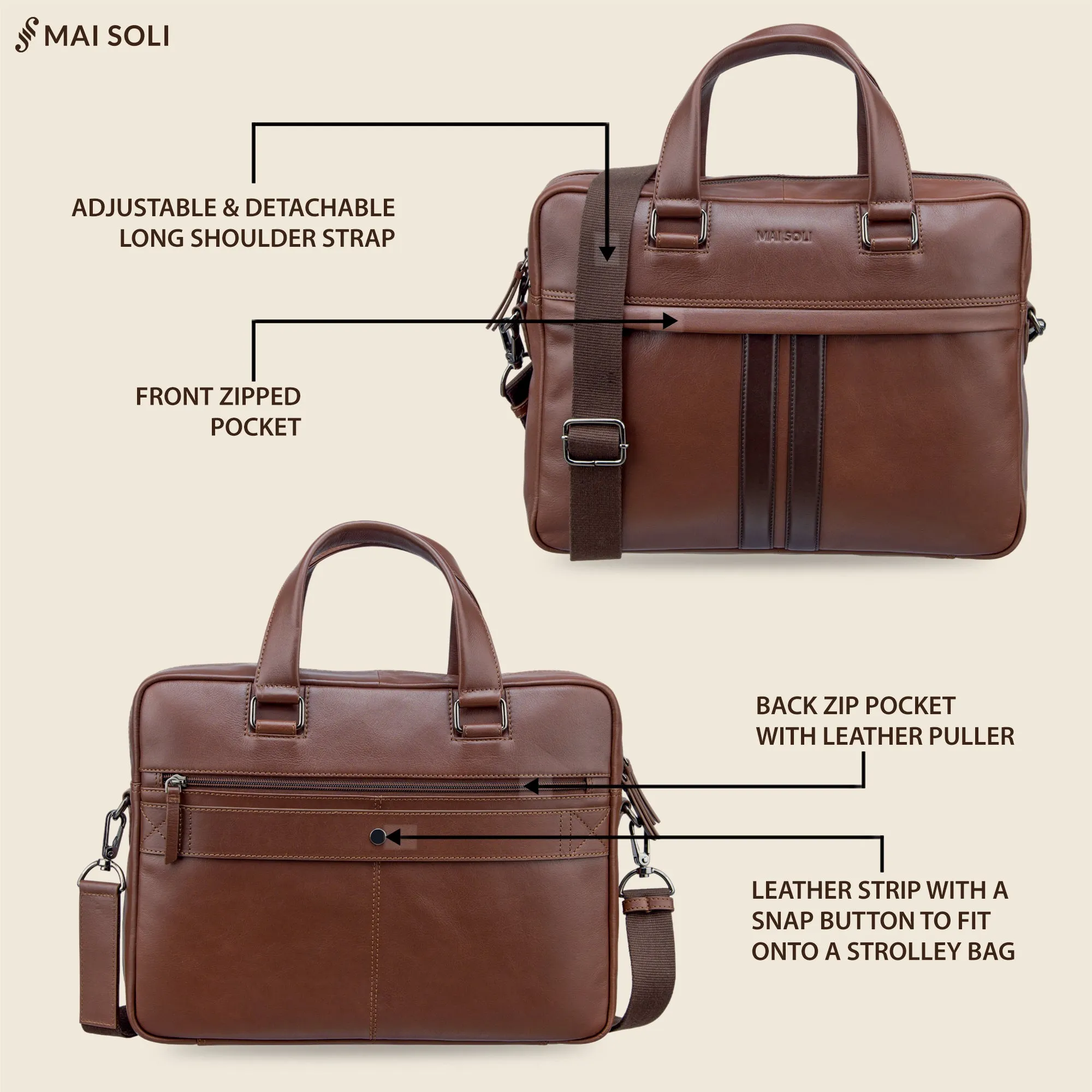 Alpha Laptop Bag - Chestnut Brown
