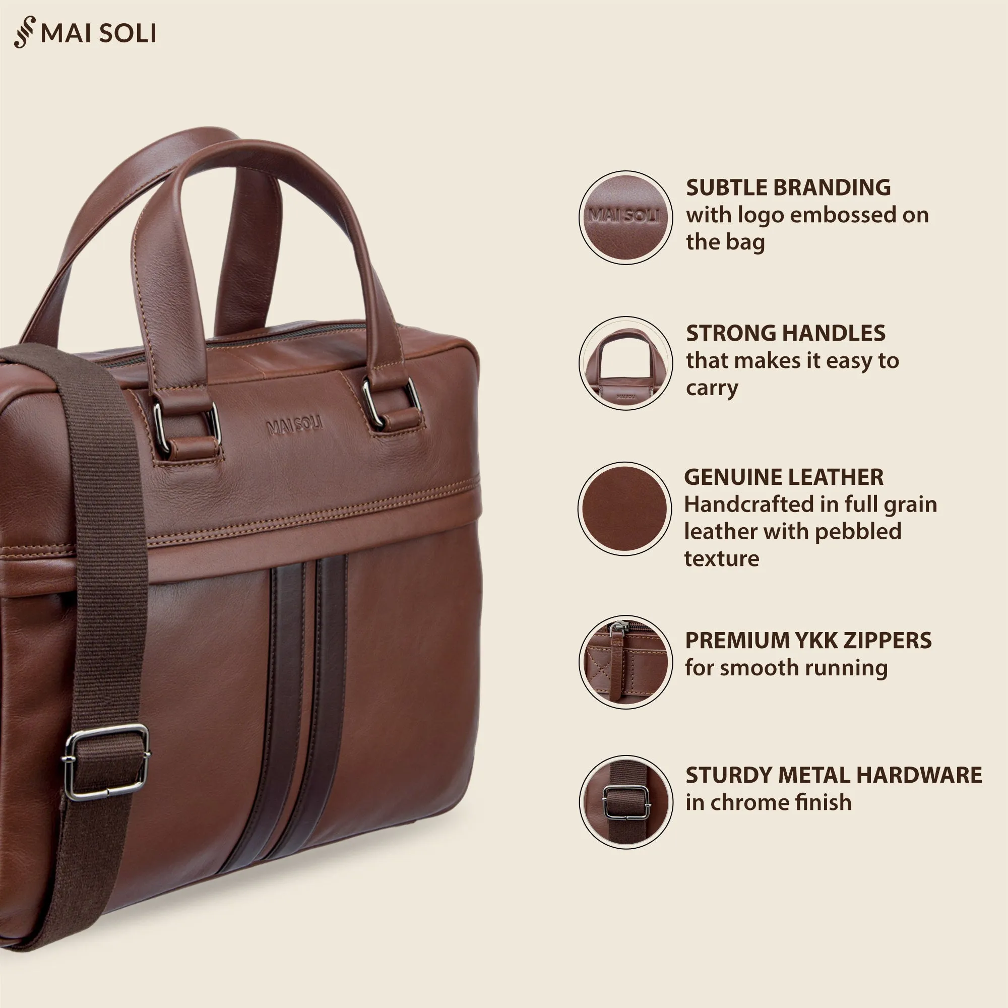 Alpha Laptop Bag - Chestnut Brown