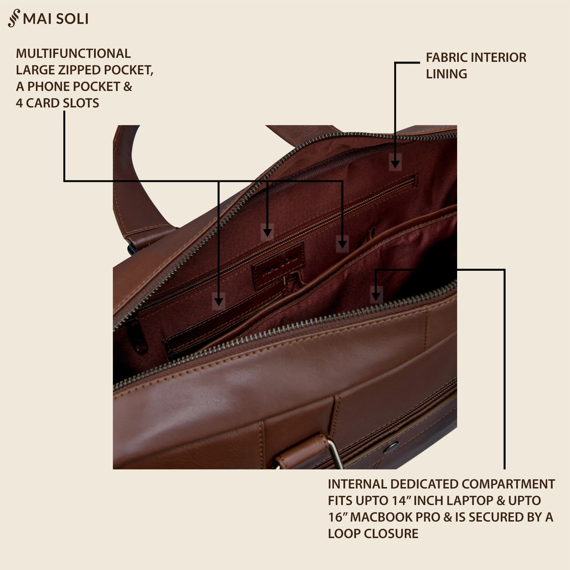 Alpha Laptop Bag - Chestnut Brown