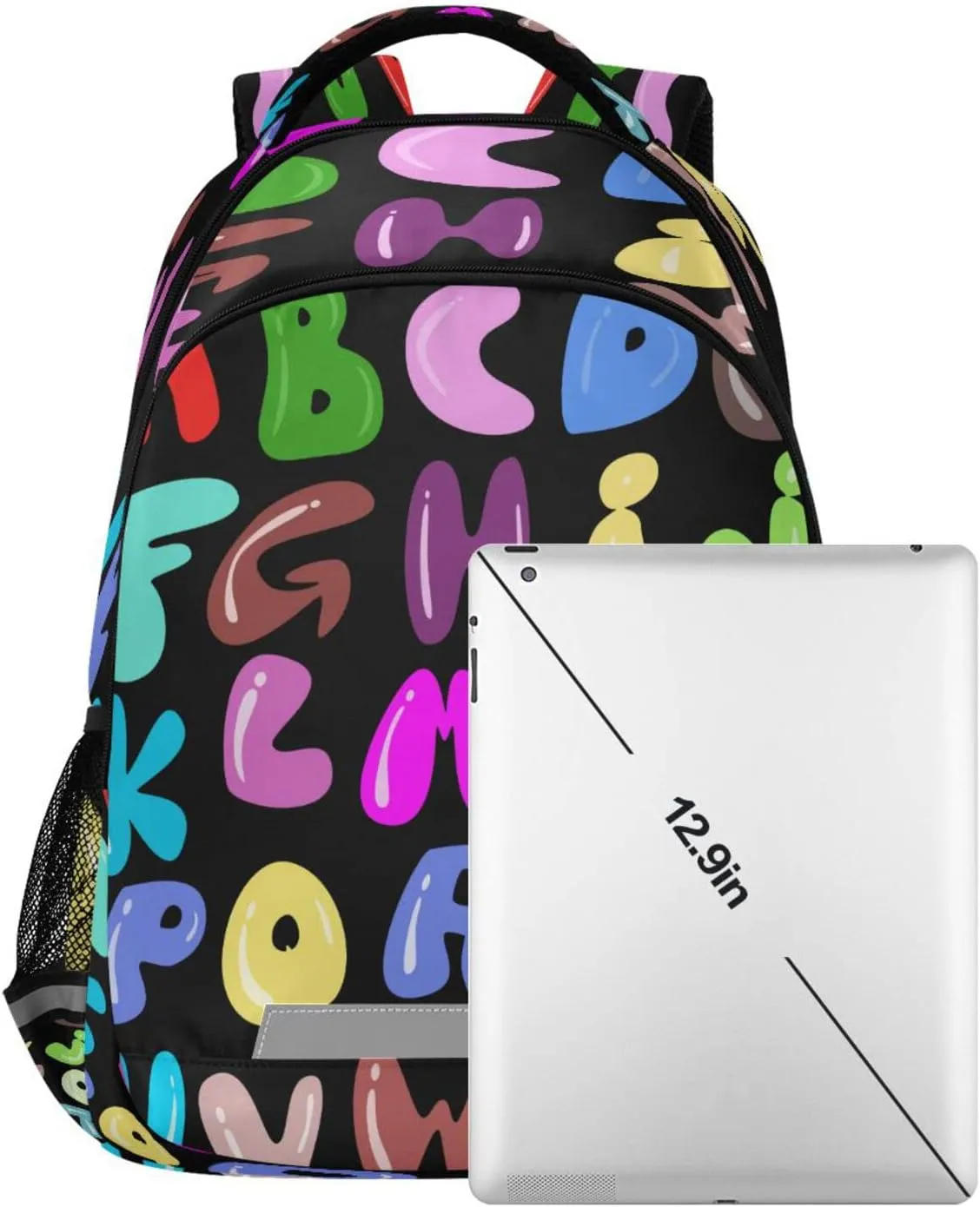 Alphabet Backpack for Girls Kids Boys School Bookbags, Student Laptop Backpack Carrying Bag Casual Lightweight Travel Sports Day Packs