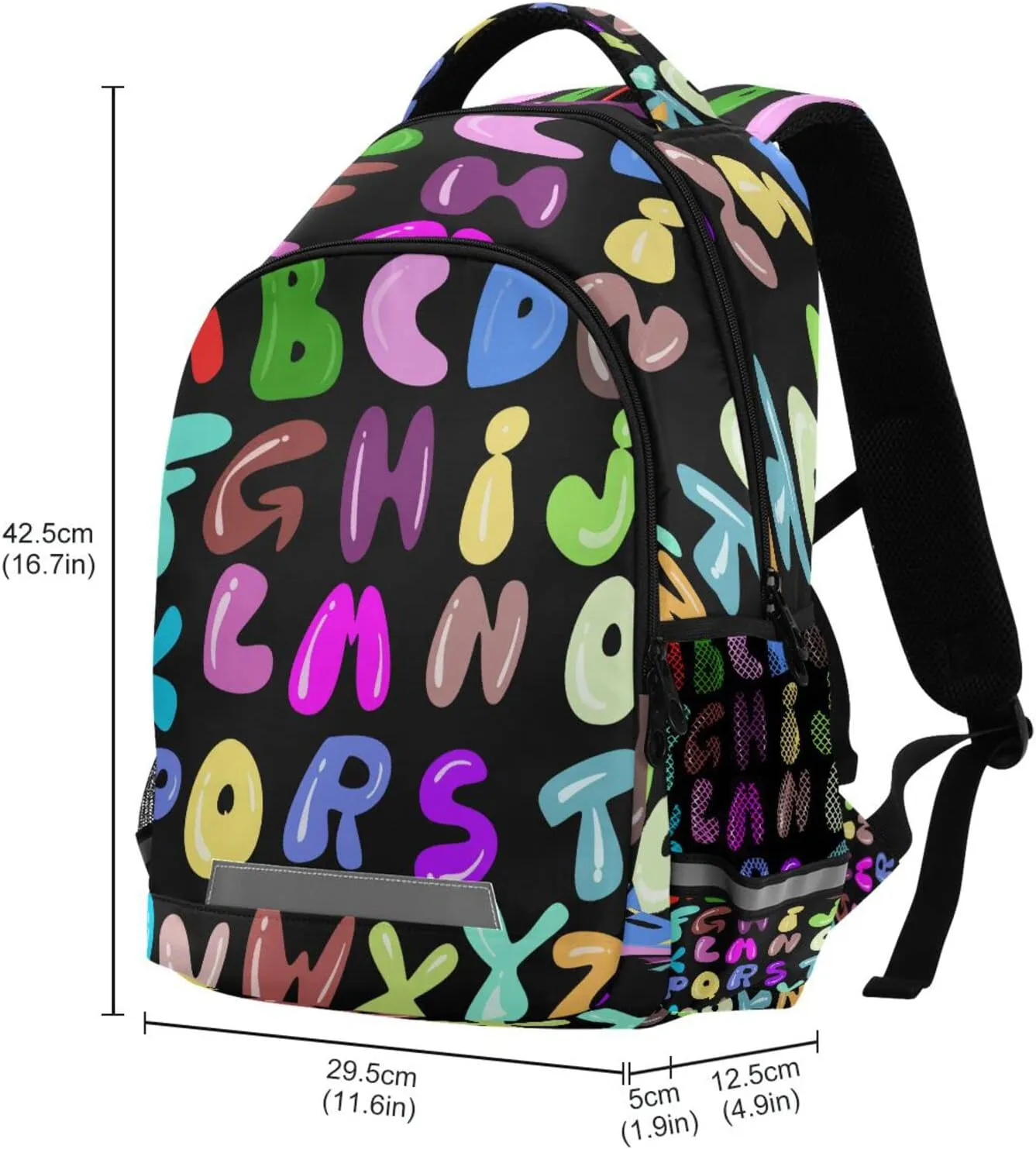 Alphabet Backpack for Girls Kids Boys School Bookbags, Student Laptop Backpack Carrying Bag Casual Lightweight Travel Sports Day Packs