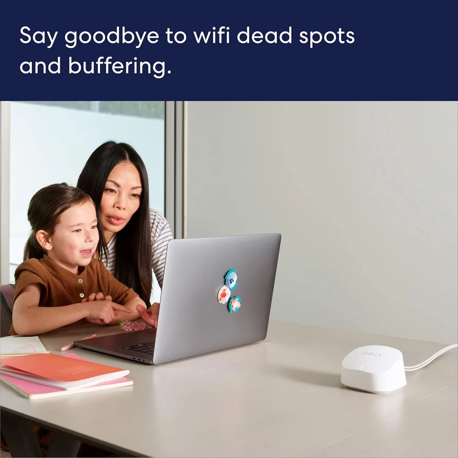 Amazon eero 6  mesh wifi router with 1 month free eero Plus (auto-renews) - Coverage up to 1,500 sq. ft., Connect 75  devices, 1-pack