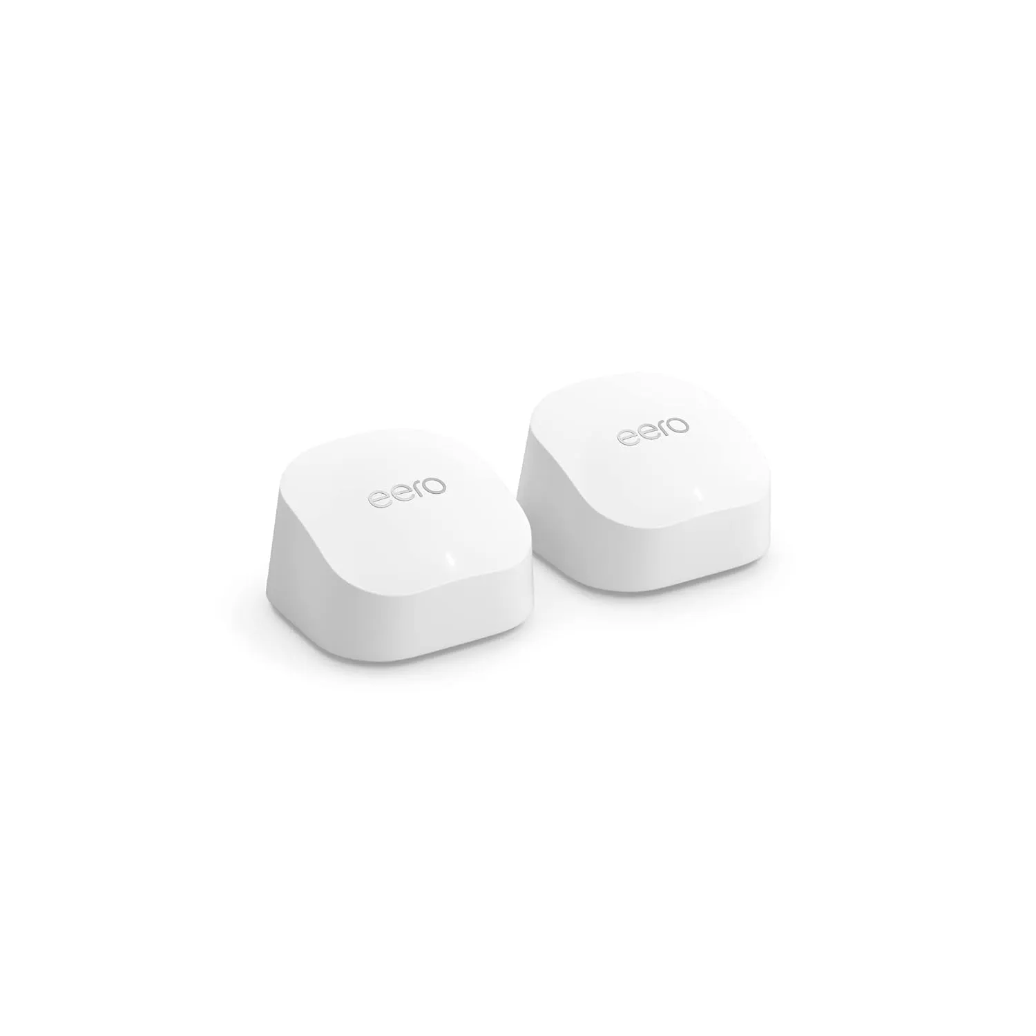 Amazon eero 6  mesh wifi system with 1 month free eero Plus (auto-renews) - Coverage up to 3,000 sq. ft., Connect 75  devices, 2-pack