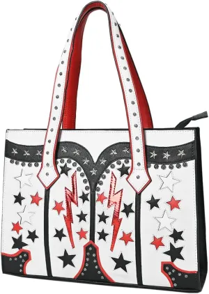 American Darling Tote Hand Printed Genuine Leather Women Bag Western Handbag Purse
