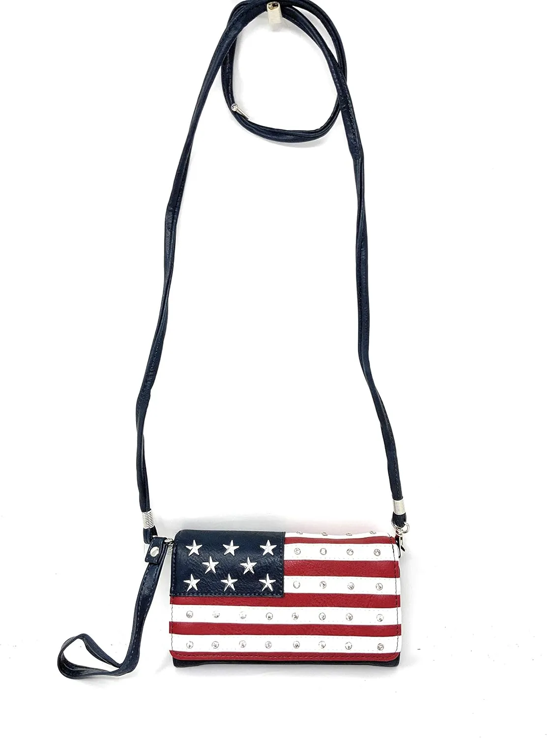 American Flag Rhinestone Handbag, Purse Wallet in Multi Colors