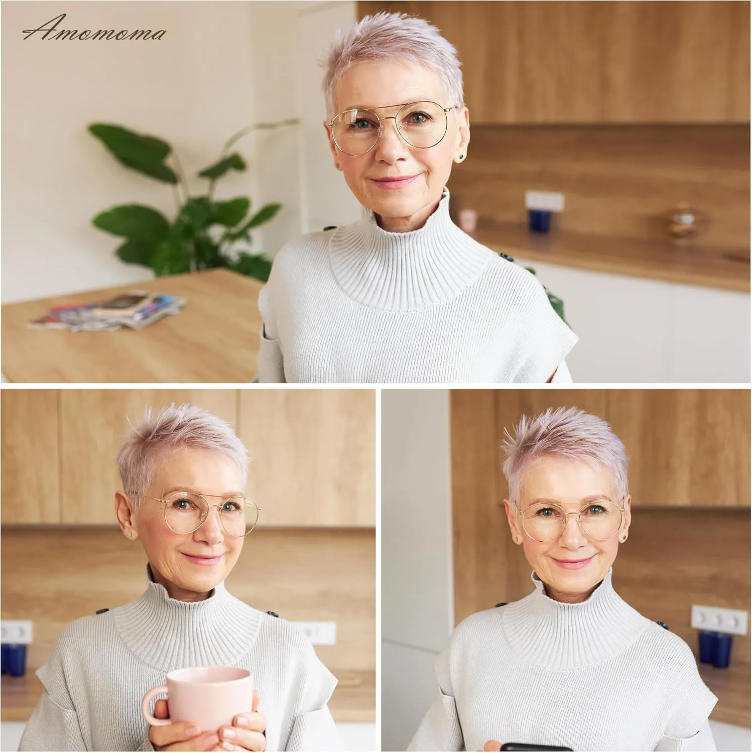 AMOMOMA Retro Aviator Round Reading Glasses for Women, Blue Light Blocking Womens Computer Readers Retro Metal Frame AM6117
