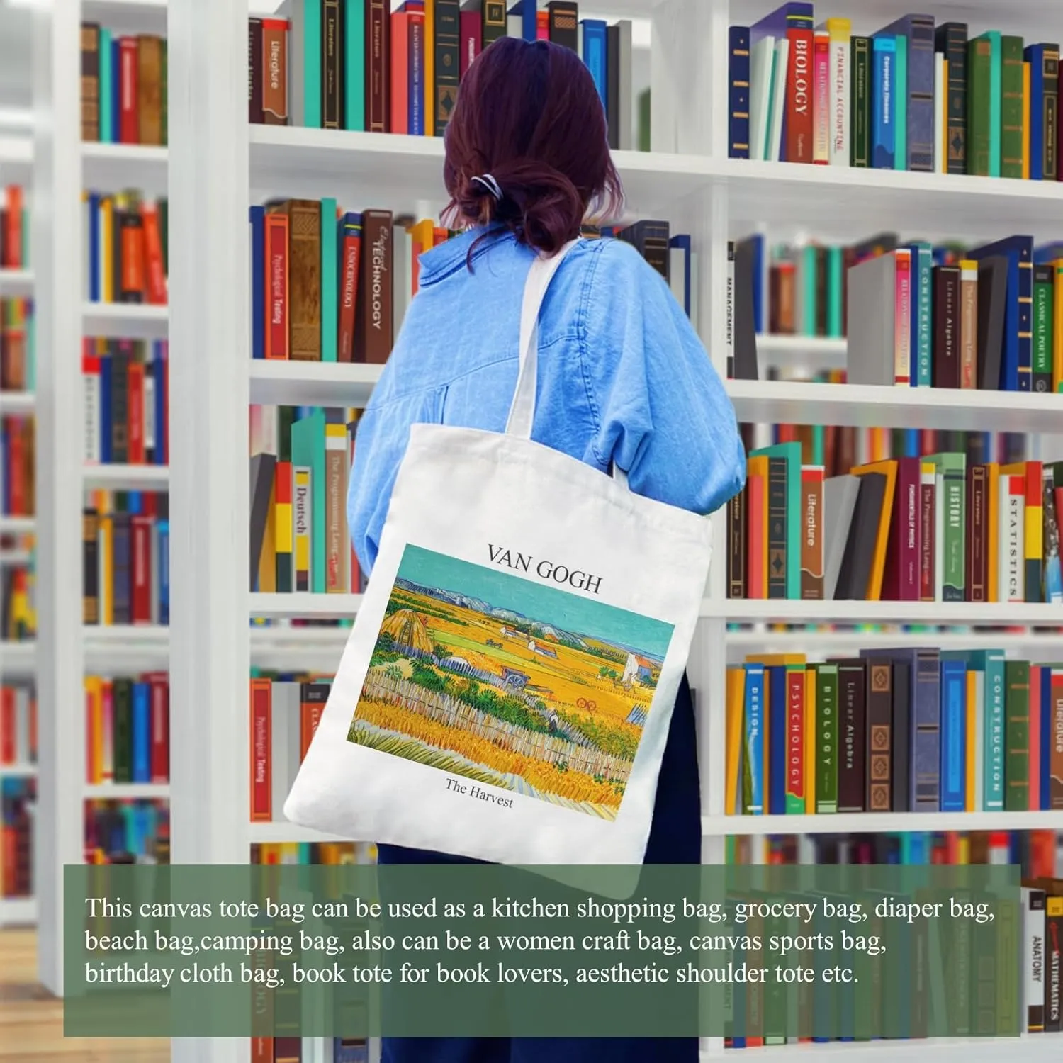 Andeiltech Canvas Tote Bag Aesthetic Cute Vintage Tote Bags Book Shoulder bag Gifts Reusable Grocery Bags for Women