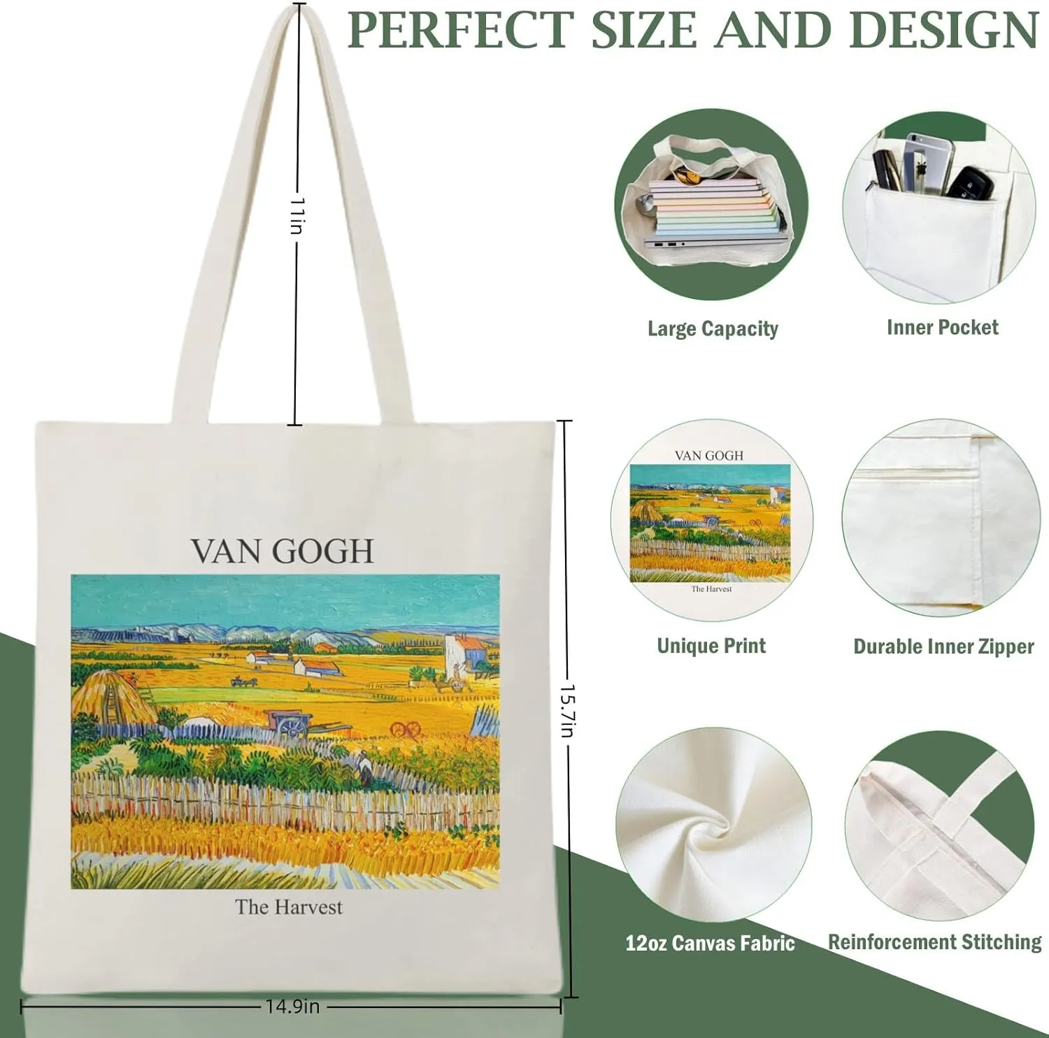 Andeiltech Canvas Tote Bag Aesthetic Cute Vintage Tote Bags Book Shoulder bag Gifts Reusable Grocery Bags for Women